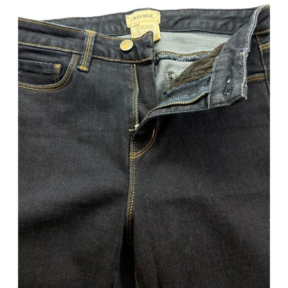 L'Agence Women's Andrea High Rise 26" Jeans in Midnight Dark Ankle Zip Size 27 - Picture 8 of 12